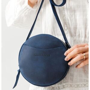 Portland Leather Goods Circle Crossbody Navy Deep Water Large 9" Premium Purse